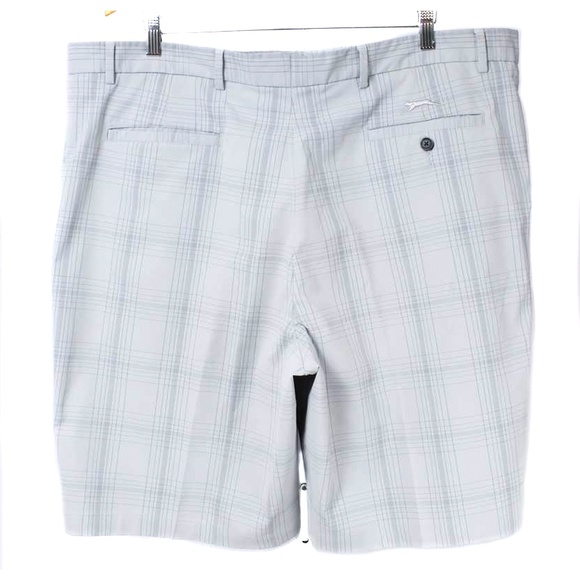 🍍 SLAZENGER Mens Blue-Gray Plaid Athletic Active Shorts - Picture 2 of 4